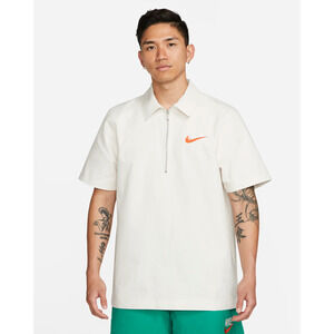 Nike Men's XL Off-White Half Zip Shirt Canvas Sportswear Swoosh Phantom New B57